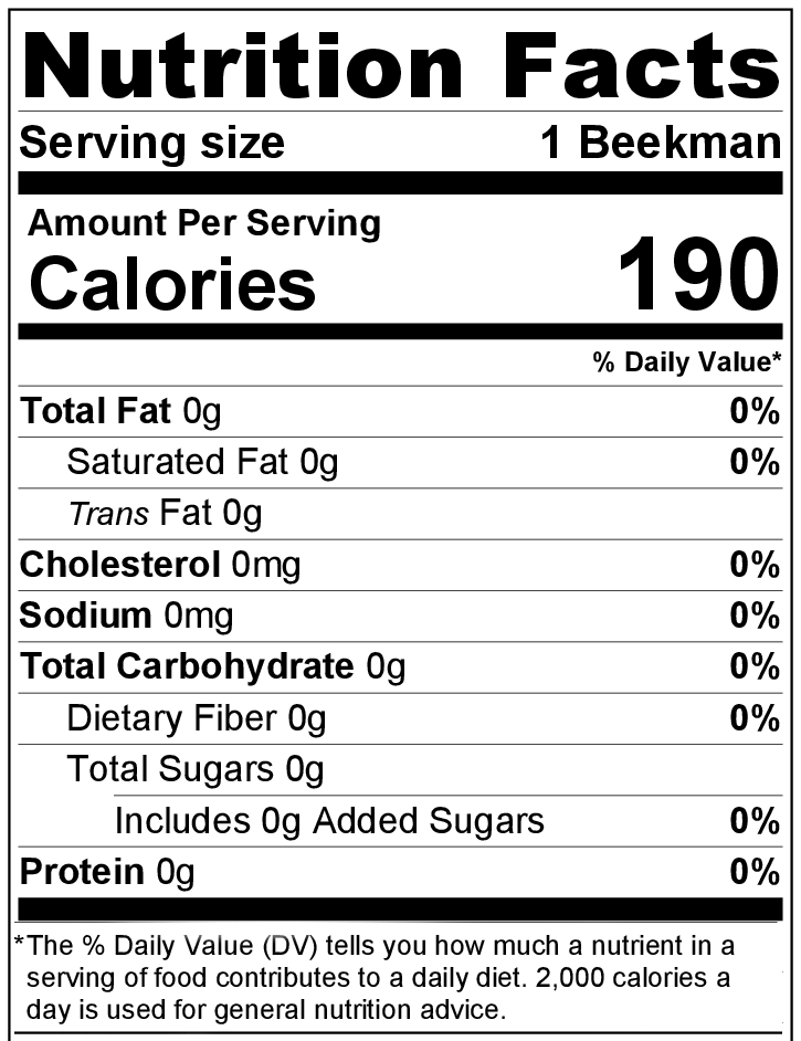 Beekman nutrition label
